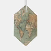  Oude Antiek Wereldkaart Glas Ornament (Voorkant Rechts)