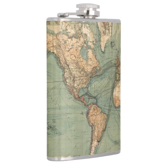  Oude Antiek Wereldkaart Heupfles (Rechts)