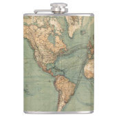  Oude Antiek Wereldkaart Heupfles (Voorkant)