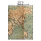 Oude Antiek Wereldkaart Heupfles (Achterkant)