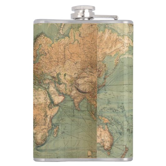  Oude Antiek Wereldkaart Heupfles (Achterkant)