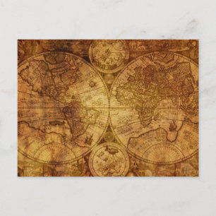 Oude Antiek Wereldkaart Historisch Briefkaart