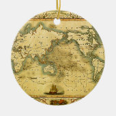 Oude Antiek Wereldkaart Keramisch Ornament (Voorkant)