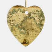 Oude Antiek Wereldkaart Keramisch Ornament (Rechts)