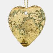 Oude Antiek Wereldkaart Keramisch Ornament (Links)