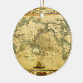 Oude Antiek Wereldkaart Keramisch Ornament (Links)