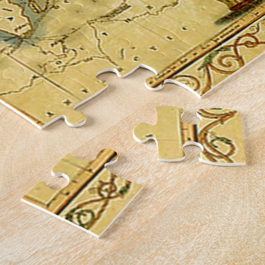 Oude Antiek Wereldkaart Legpuzzel (Zijkant)