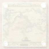 Oude Antiek Wereldkaart lithograaf Elegant Glazen Onderzetter (Achterkant)