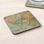 oude Antiek Wereldkaart lithografie Elegant Bier Onderzetter (Linkerzijde)