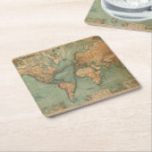  oude Antiek Wereldkaart lithografie Elegant Kartonnen Onderzetters (Schuin)