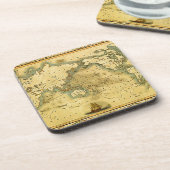 Oude Antiek Wereldkaart Onderzetter (Linkerzijde)