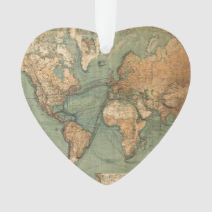  Oude Antiek Wereldkaart Ornament