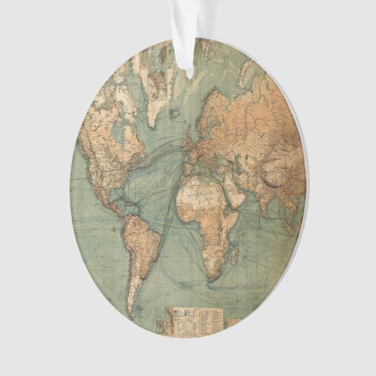 Oude Antiek Wereldkaart Ornament (voorkant)