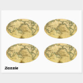 Oude Antiek Wereldkaart Ovale Sticker (Vel)