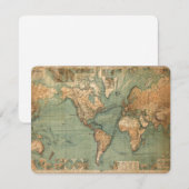 Oude Antiek Wereldkaart Platte Kaart (Voorkant / Achterkant)