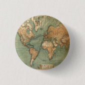  Oude Antiek Wereldkaart Ronde Button 3,2 Cm (Voorkant)