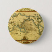 Oude Antiek Wereldkaart Ronde Button 5,7 Cm (Voorkant)