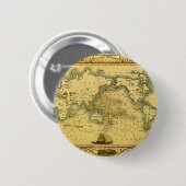 Oude Antiek Wereldkaart Ronde Button 5,7 Cm (Voorkant /achterkant)