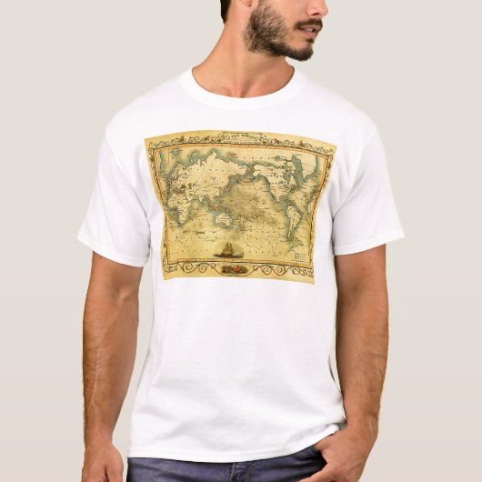 Oude Antiek Wereldkaart T-shirt (Voorkant)