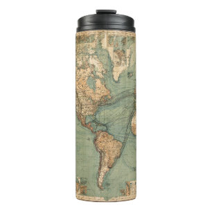  Oude Antiek Wereldkaart Thermosbeker