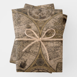 Oude antiek wereldkaarten papier vellen