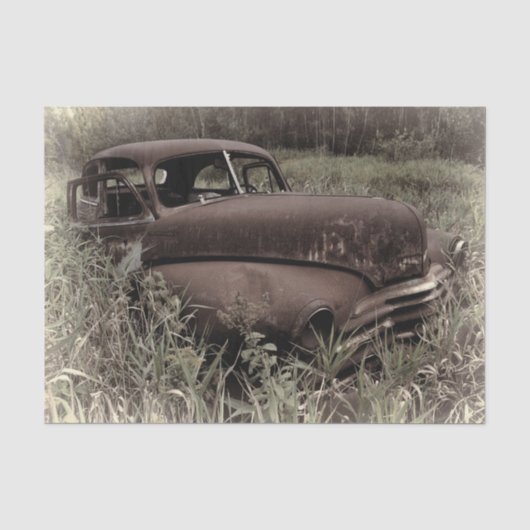Oude antieke bruine vintage retro auto tissuepapier (Voorkant)