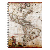 Oude antieke kaart van Noord- en Zuid-Amerika Notitieboek (Voorkant)