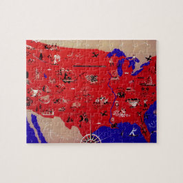 Oude antieke kaart Verenigde Staten van Amerika, U Legpuzzel