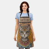 Oude, antieke kat en motiefpatroon schort (Gedragen)
