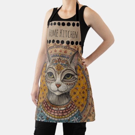 Oude, antieke kat en motiefpatroon schort (Insitu)