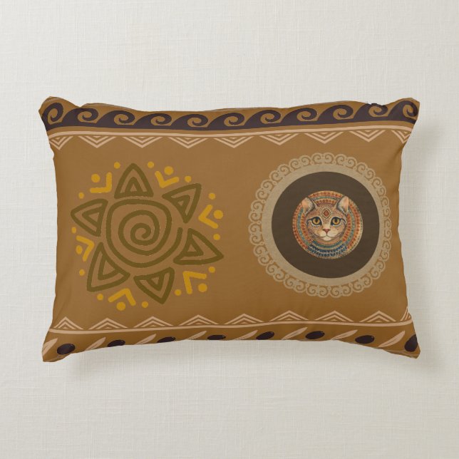 Oude, antieke kat, oud motief kunst werp kussen (Voorkant)