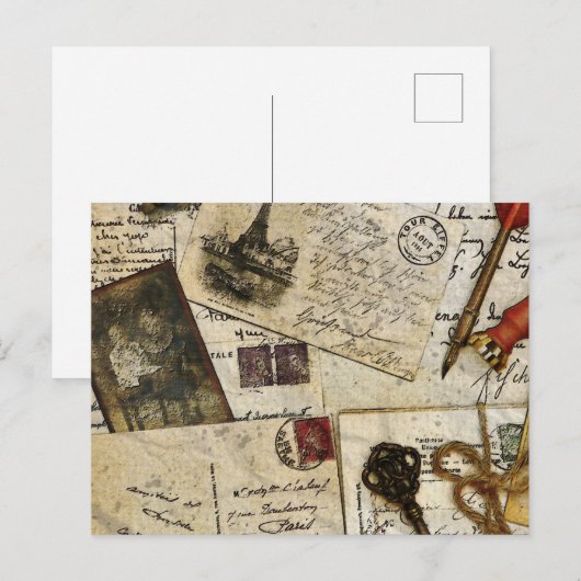 Oude antieke postherinneringen briefkaart (Voorkant / Achterkant)
