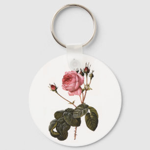 Oude antieke roze tuinrozen in bloei sleutelhanger