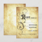 Oude antieke trouw RSVP-kaarten RSVP Kaartje (Voorkant / Achterkant)