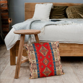 Oude antieke Turkse lichtgouden rode kilim vloerkl Kussen