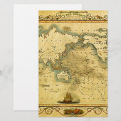 Oude Antieke Wereldkaart Briefpapier (Voorkant / Achterkant)