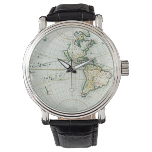 Oude antieke wereldkaart van Pieter Goos, 1666 Horloge