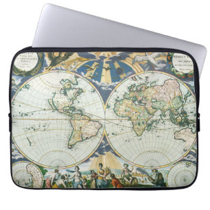 Oude antieke wereldkaart van Pieter Goos, 1666 Laptop Sleeve