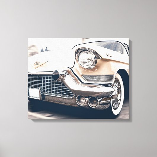 Oude Antieke Witte Crème Kleurige Auto Canvas Afdruk (Voorkant)