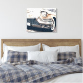 Oude Antieke Witte Crème Kleurige Auto Canvas Afdruk (Insitu (Slaapkamer))