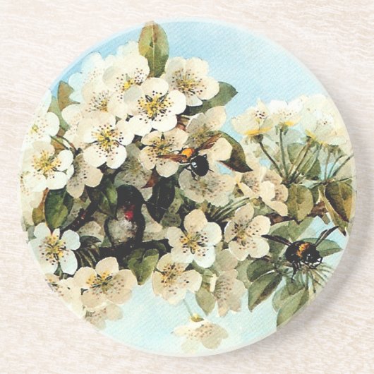 Oude appelbloesems zandsteen onderzetter (Voorkant)