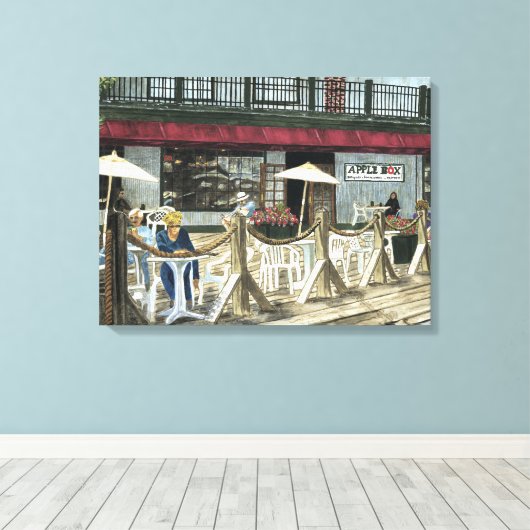 Oude Apple Box Cafe Waterverf Petaluma+Calif, Canvas Afdruk (Insitu (Houten vloer))