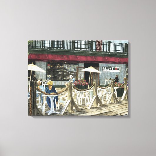 Oude Apple Box Cafe Waterverf Petaluma+Calif, Canvas Afdruk (Voorkant)
