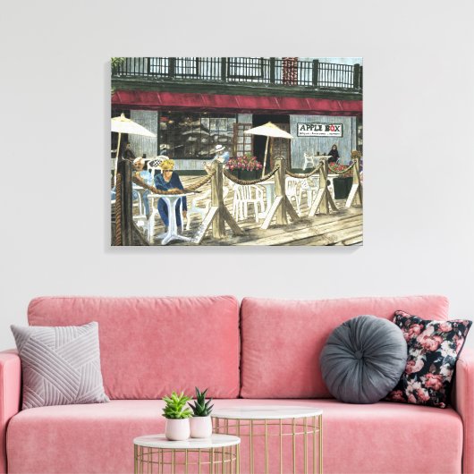 Oude Apple Box Cafe Waterverf Petaluma+Calif, Canvas Afdruk (Insitu (Woonkamer))