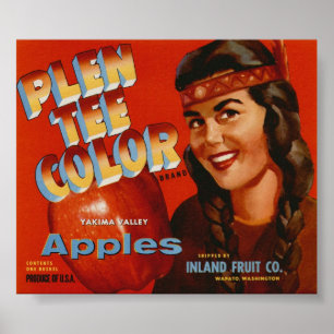 oude Apple Indian Fruit Crate Labels Poster