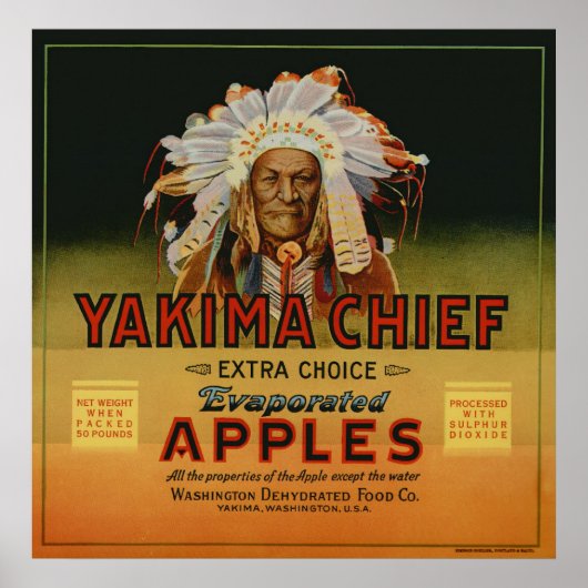 oude Apple Indian Fruit Crate Labels Poster (Voorkant)