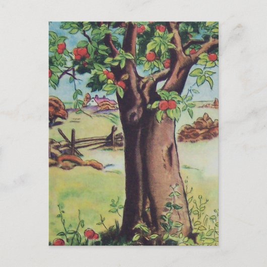 Oude Apple Tree Meadow Field Briefkaart (Voorkant)