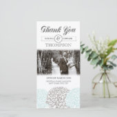 Oude Aqua Bloemen Dank je Trouwfotokaart Bedankkaart (Staand voorkant)