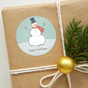 Oude Aqua Winter Sneeuwman Prettig Kerstfeest Ronde Sticker