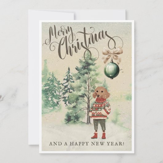 Oude Aquarel Dachshund Hond Feestdagenkaart (Voorkant)